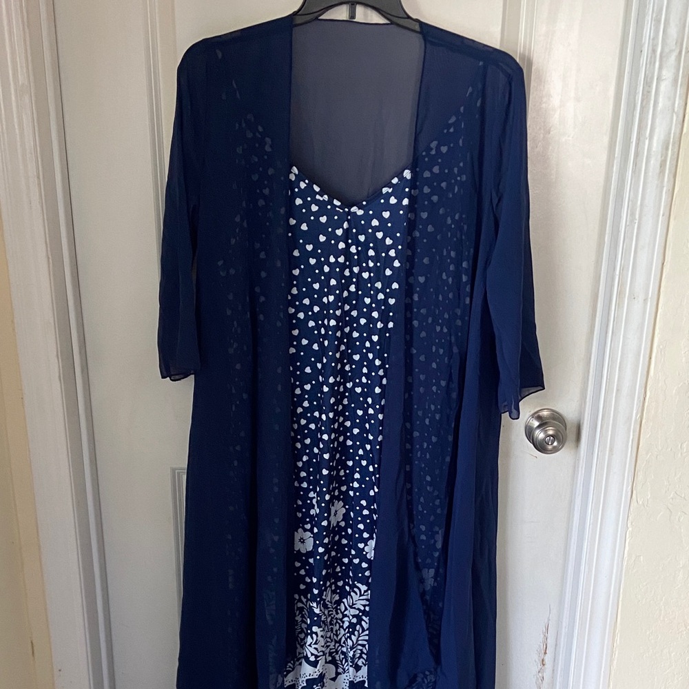 Women’s spaghetti strap midi length dress w/ sheer cover